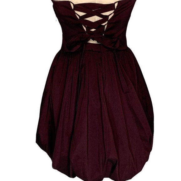 Socialite Burgundy Strapless Puff Mini Dress| Size M - Picture 5 of 9